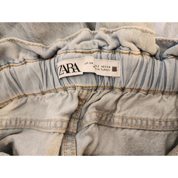 ZARA 90s Style HIgh Waist Acid Wash with Tie Jeans Size 2 - Picture 5 of 5